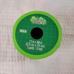 Saint Patricks Gnome Ribbon 2.5 Inch x 3 Yards Green Burlap Wired Edge 9 Feet